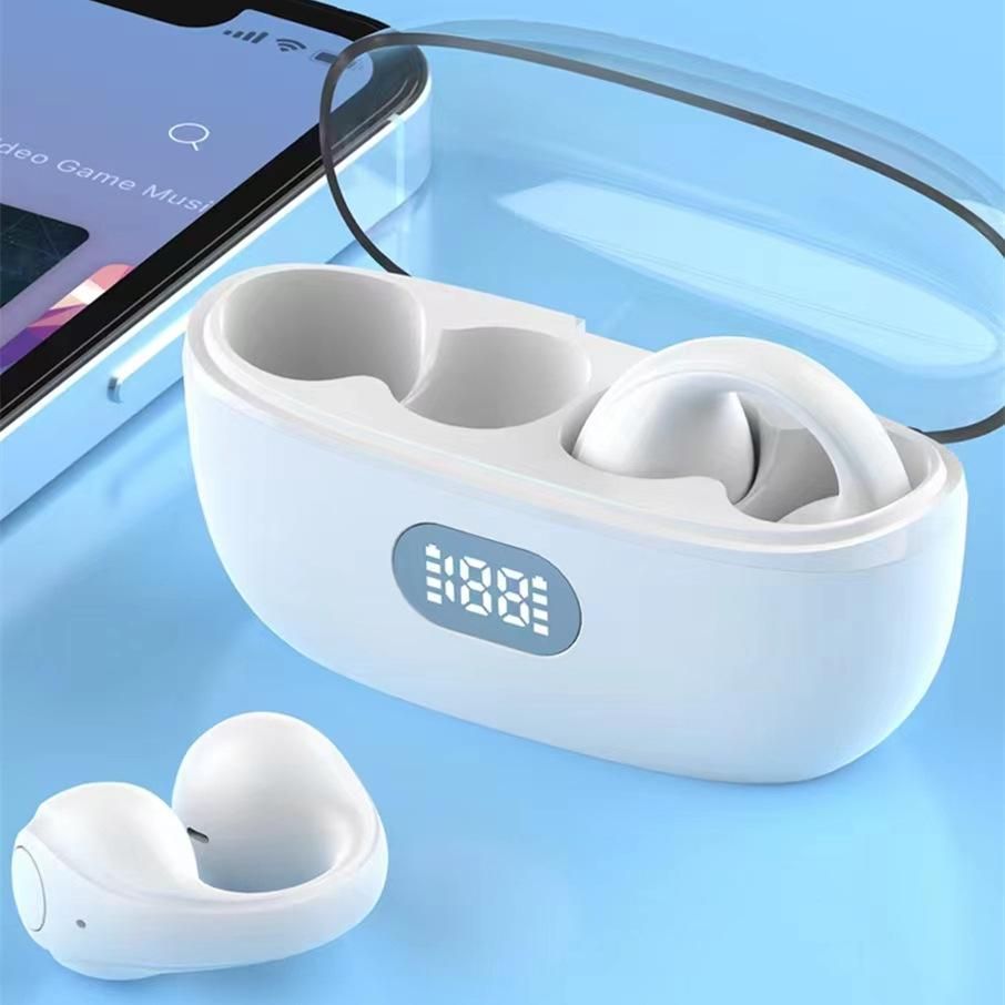 Cross-border Wireless Ear Clip Bluetooth Headphones Waterproof Digital Display Screen Noise Reduction Wireless Charging Electric Low Latency Headphones S03 with screen black English version
