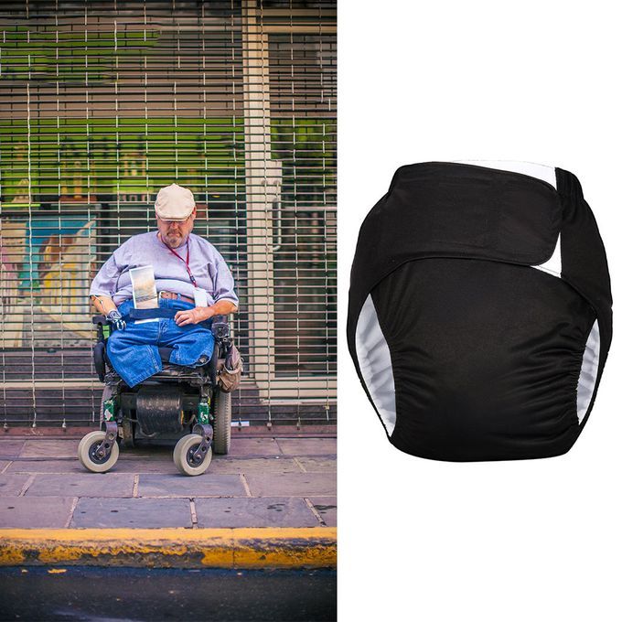 Reusable Adult Diaper Incontinence Adjustable Pants For Old Black