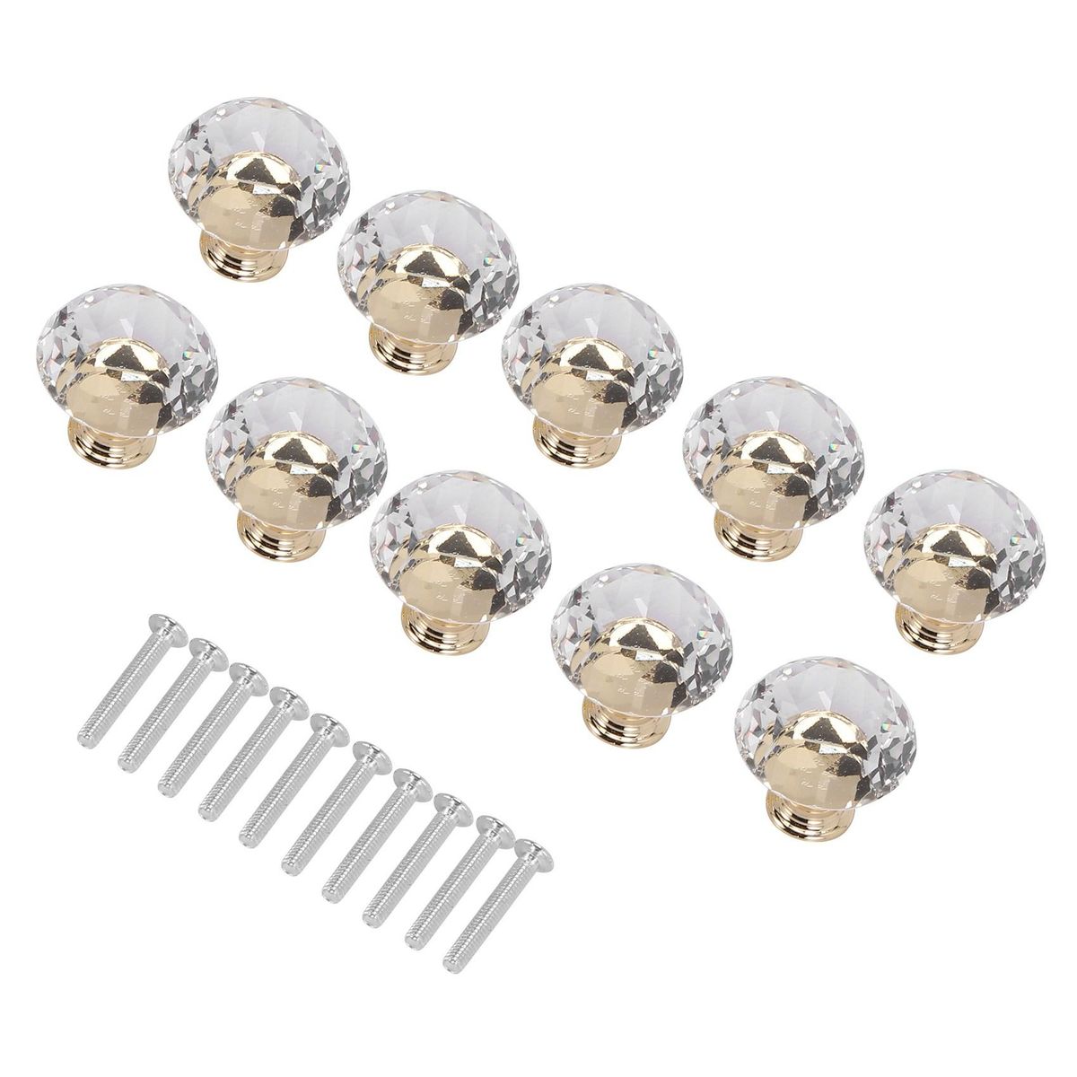 Diamond Shape Crystal Glass 30mm with Screws, 10pcs door