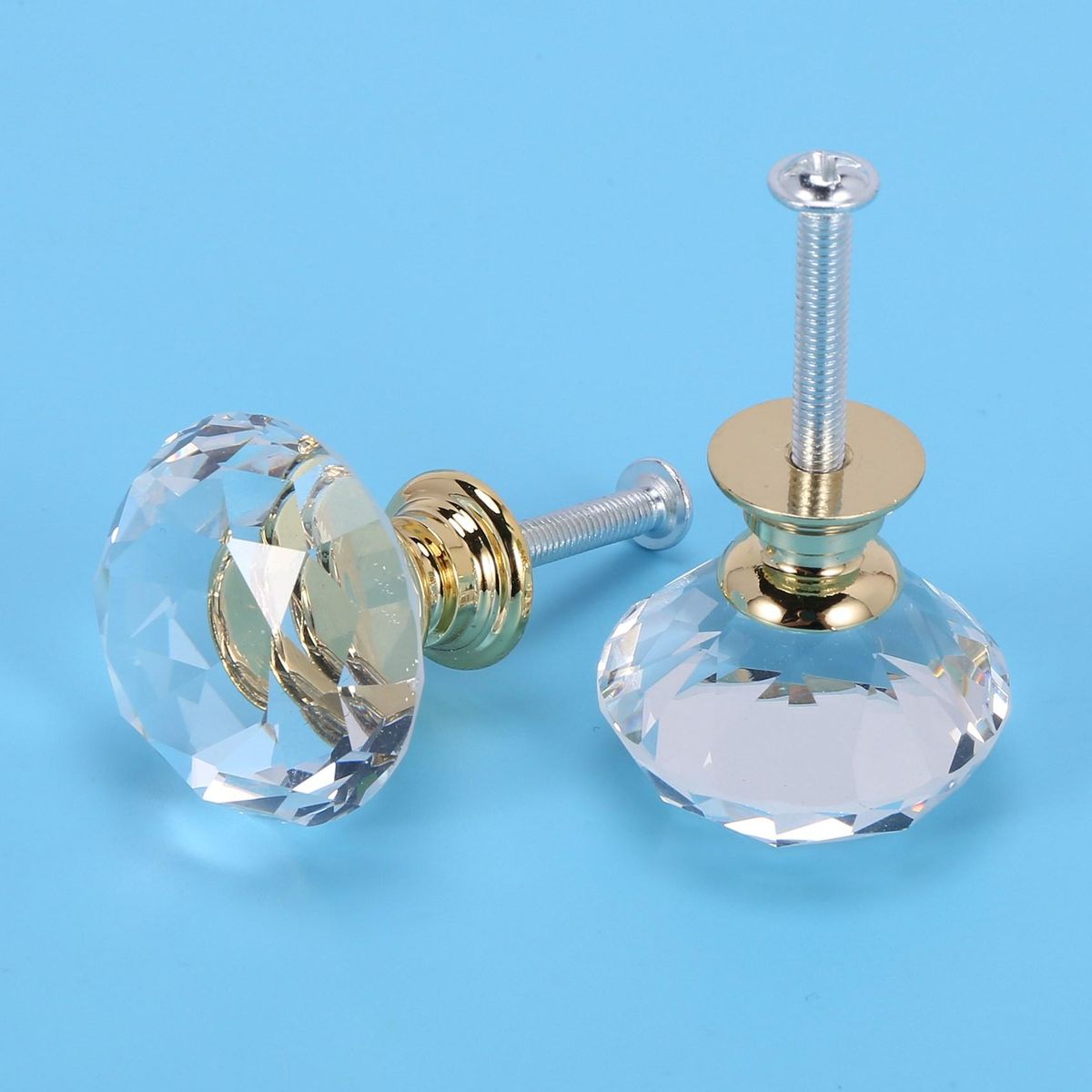 Diamond Shape Crystal Glass 30mm with Screws, 10pcs door