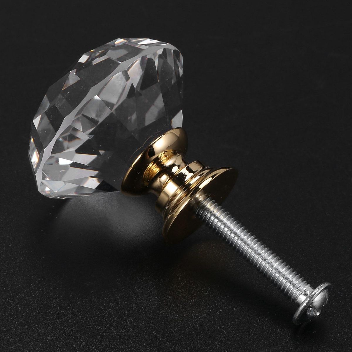 Diamond Shape Crystal Glass 30mm with Screws, 10pcs door