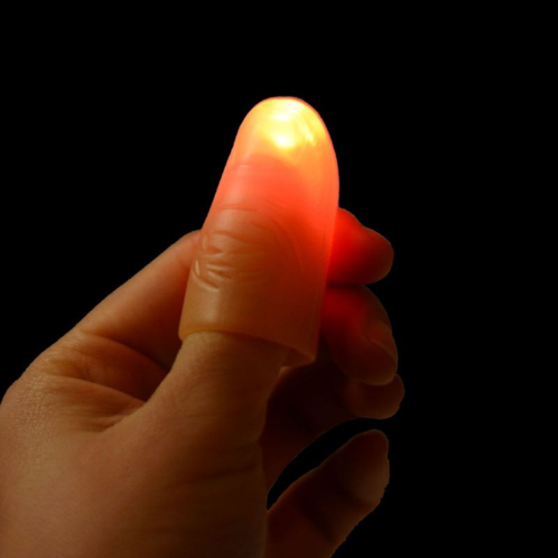 2X 2pcs Magic Light Up Finger Fingers LED Tricks Thumb Props