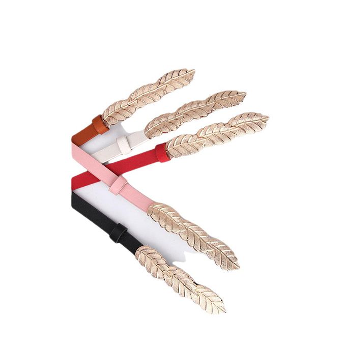 Women's Belt Leaf Alloy Buckle Belt Thin Belt