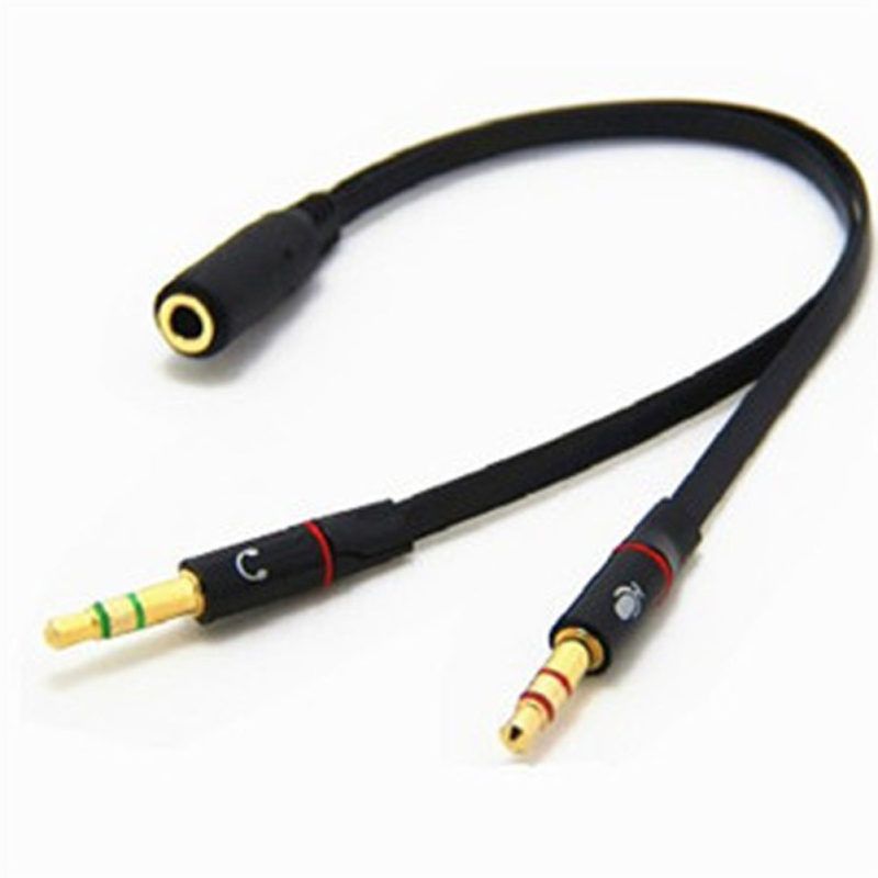 3.5mm Stereo Female To 2 Male Headset Mic Y Splitter-