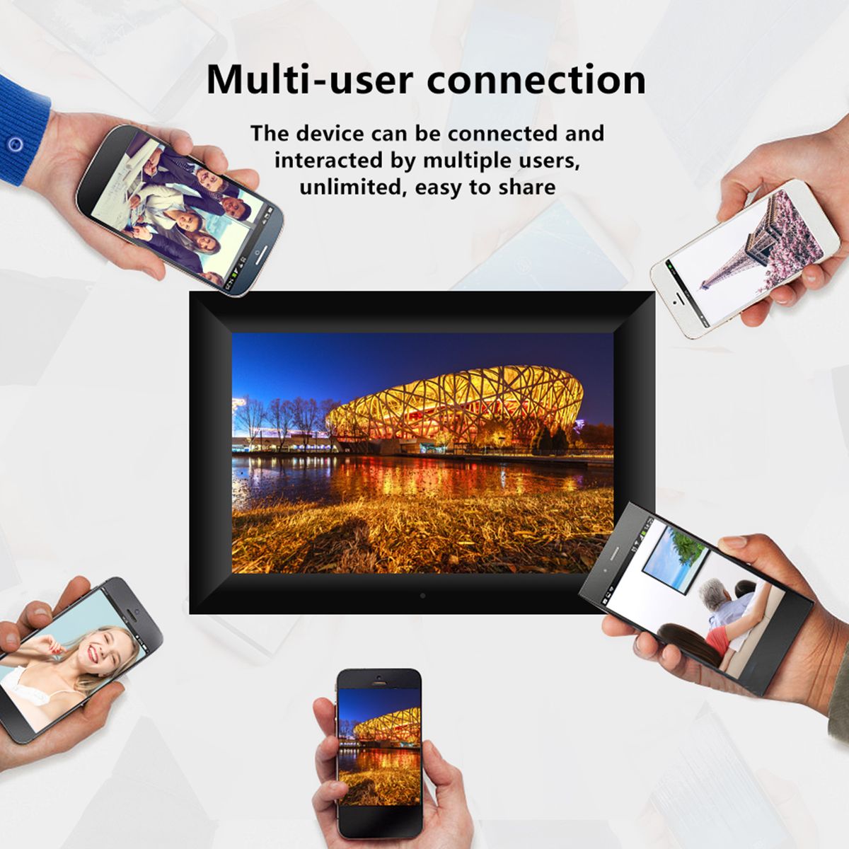 P100 WiFi Digital Picture Frame 10.1-inch 16GB Smart