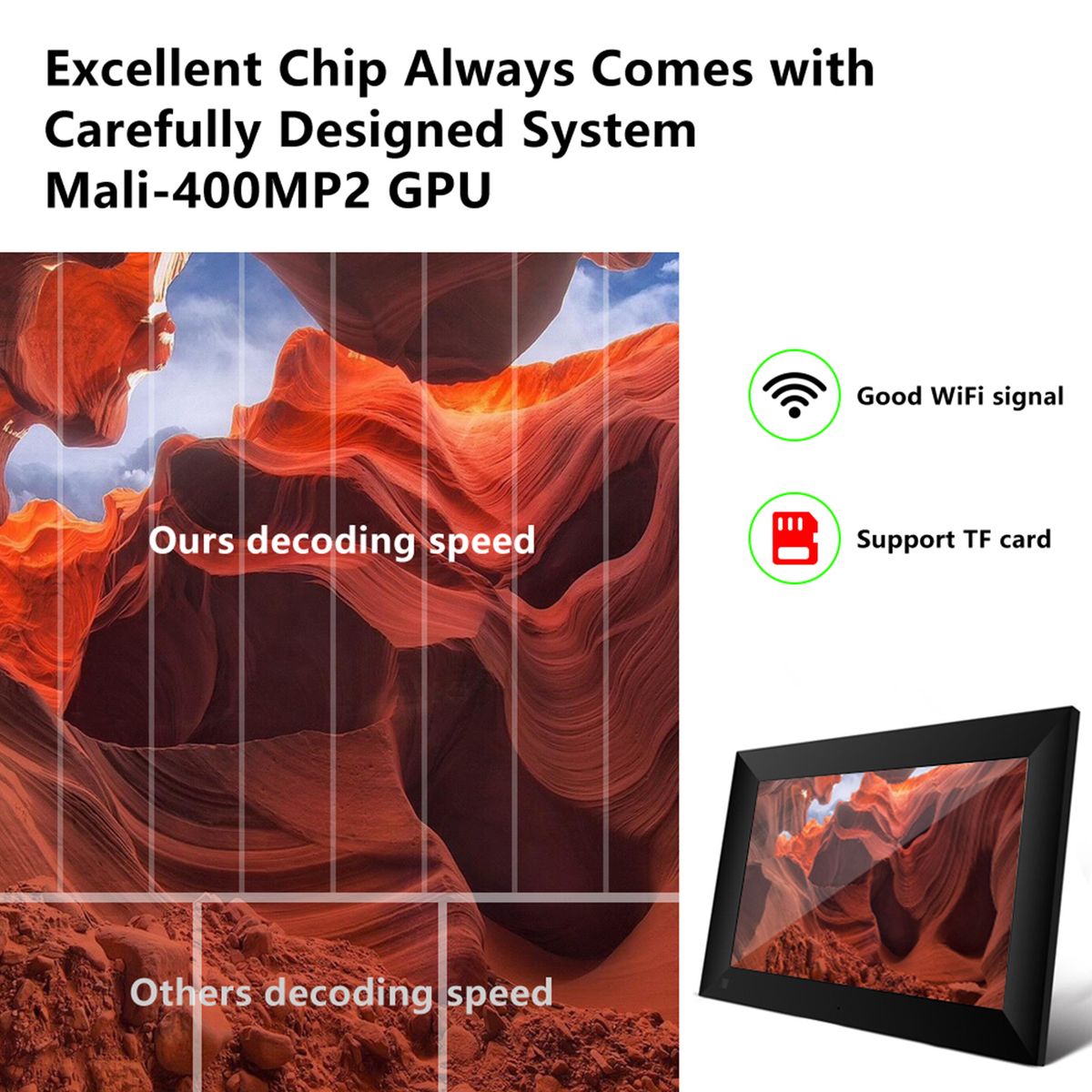 P100 WiFi Digital Picture Frame 10.1-inch 16GB Smart