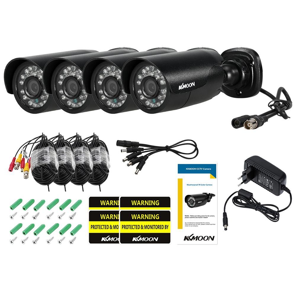 4pcs 720P AHD Bullet Camera+4*60ft Surveillance Cable Support IR-CUT Night Vision 24pcs Infrared Lamps 3.6mm for Home Security