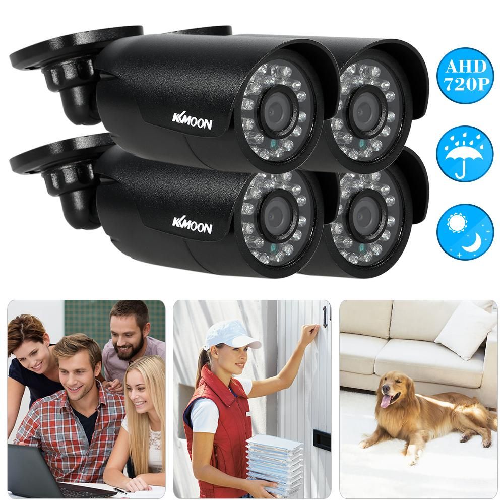 4pcs 720P AHD Bullet Camera+4*60ft Surveillance Cable Support IR-CUT Night Vision 24pcs Infrared Lamps 3.6mm for Home Security