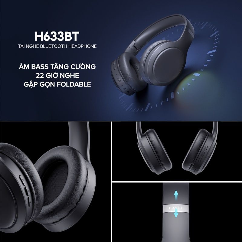 H630BT Wireless Bluetooth V5.3 Over-ear Foldable Headset -Black