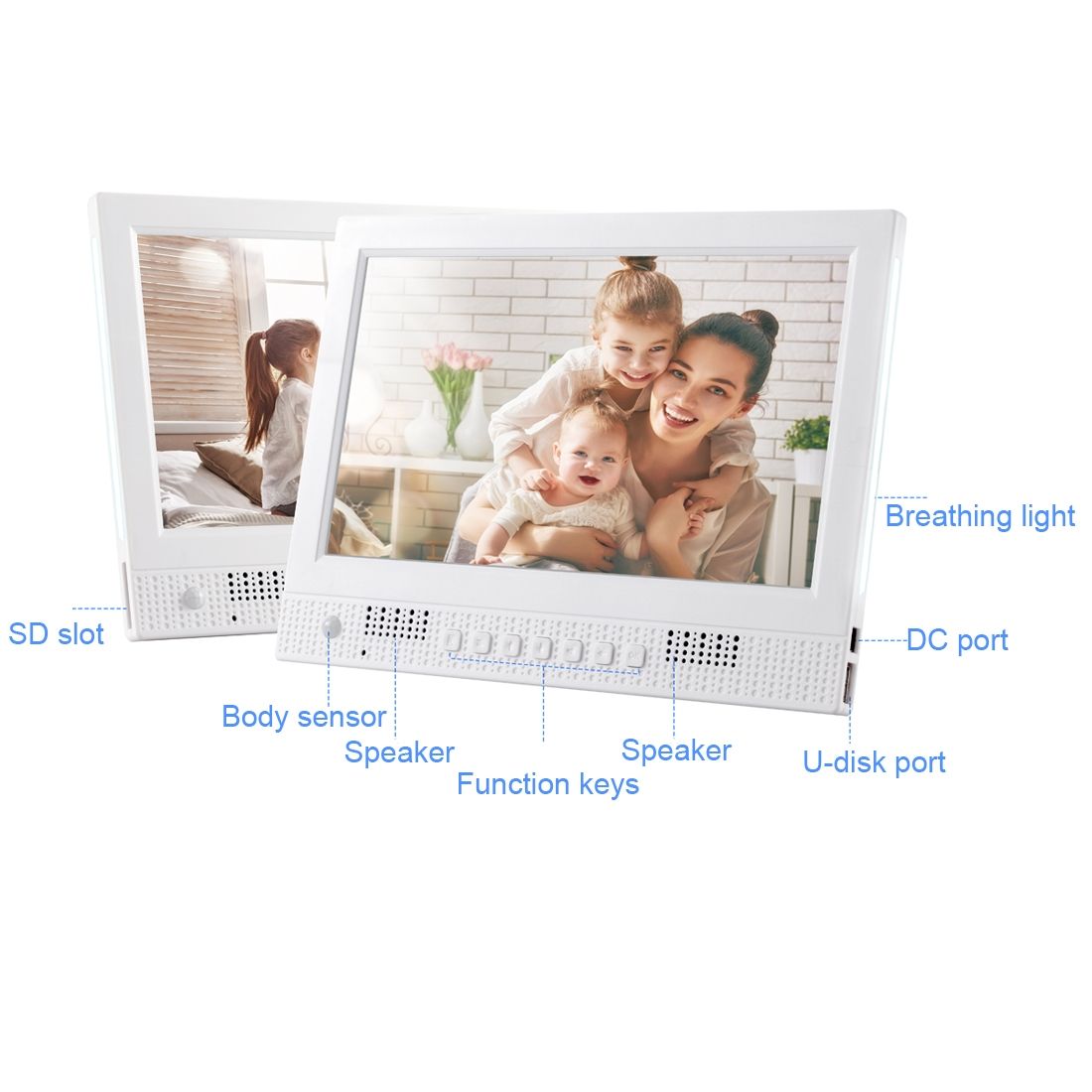 10.1 Inch LED Display Multi-media Music & Movie Player Digital Photo Frame With Remote Control, Allwinner E200s Program, Support USB-Disk / SD Card, Body Sensor, Built In Stereo Speaker(Black)