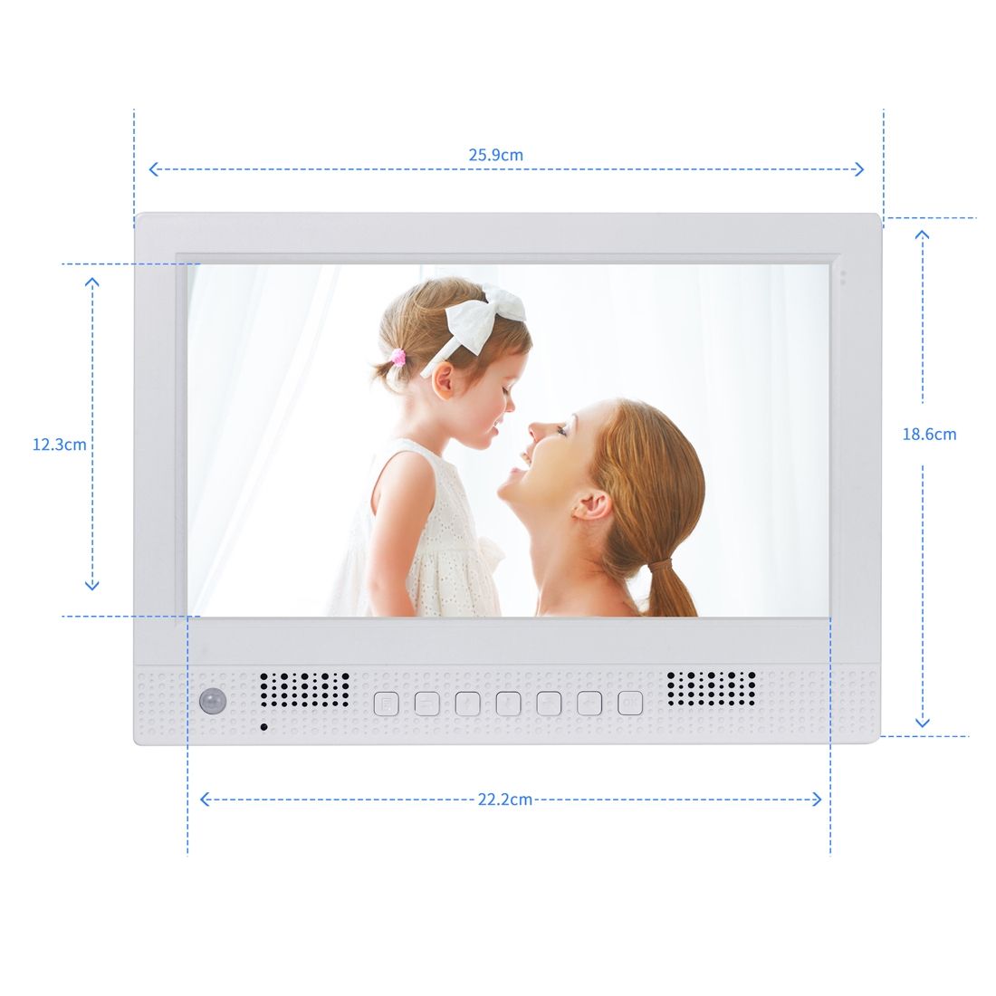 10.1 Inch LED Display Multi-media Music & Movie Player Digital Photo Frame With Remote Control, Allwinner E200s Program, Support USB-Disk / SD Card, Body Sensor, Built In Stereo Speaker(White)