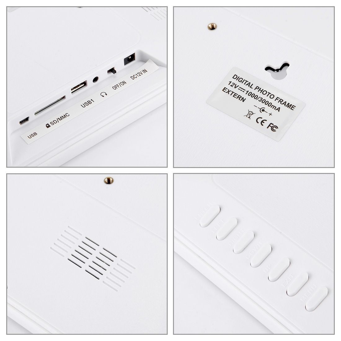 12.0 Inch Digital Picture Frame With Remote Control Support SD / MMC / MS Card And USB , White (1200)(White)