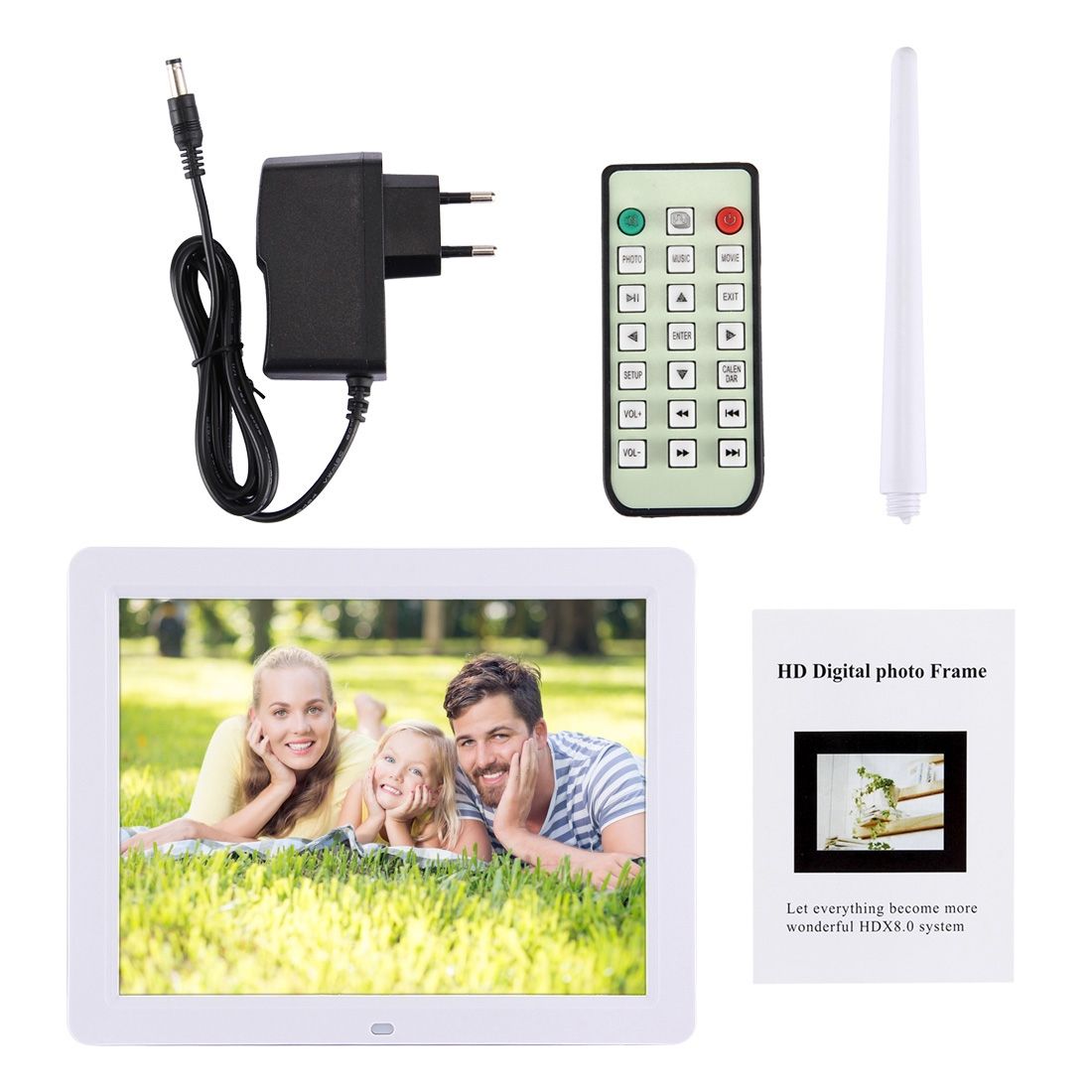 12.0 Inch Digital Picture Frame With Remote Control Support SD / MMC / MS Card And USB , White (1200)(White)