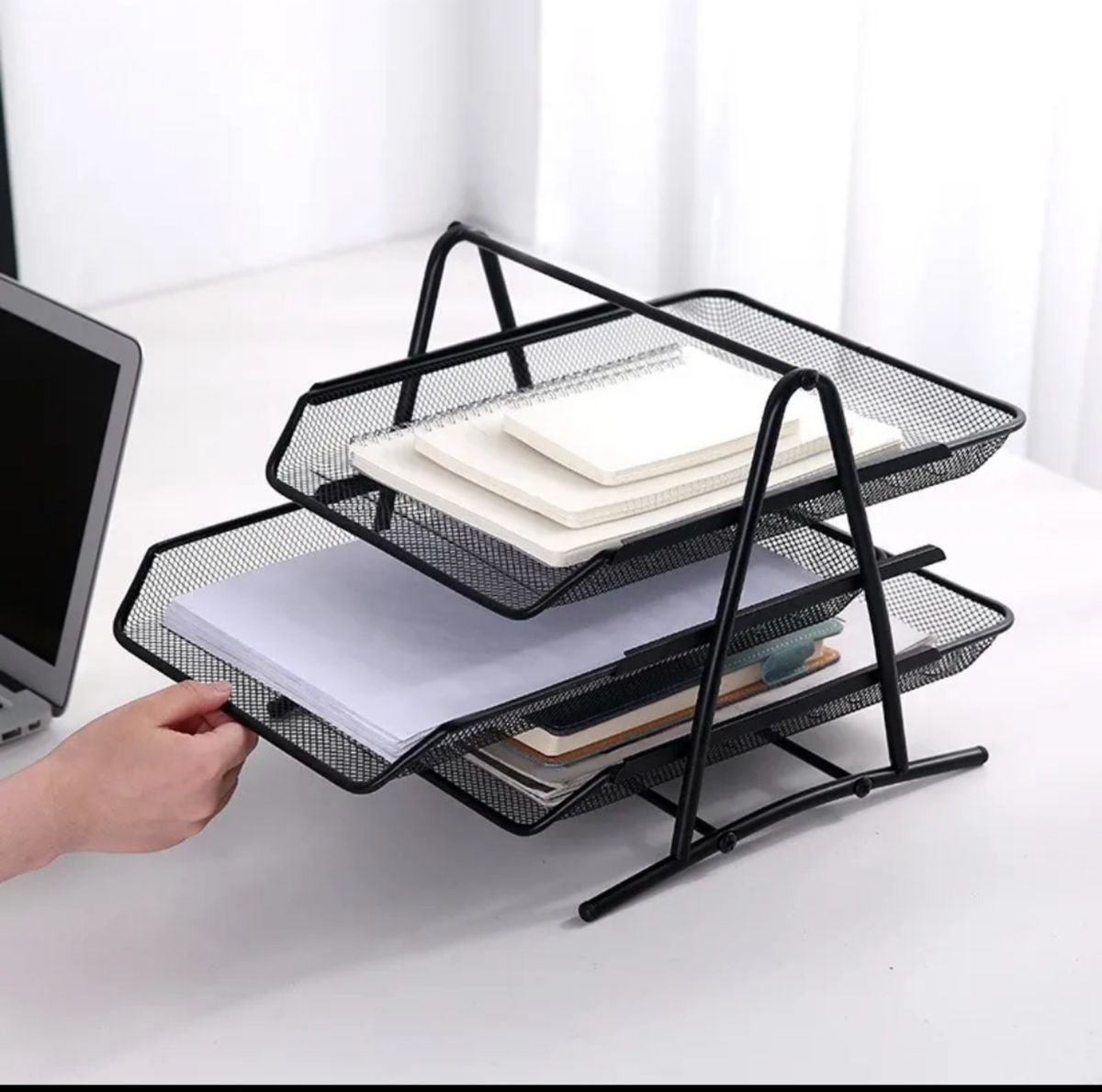 Metal File Tray Storage Rack Desk Organizer 3 Tier