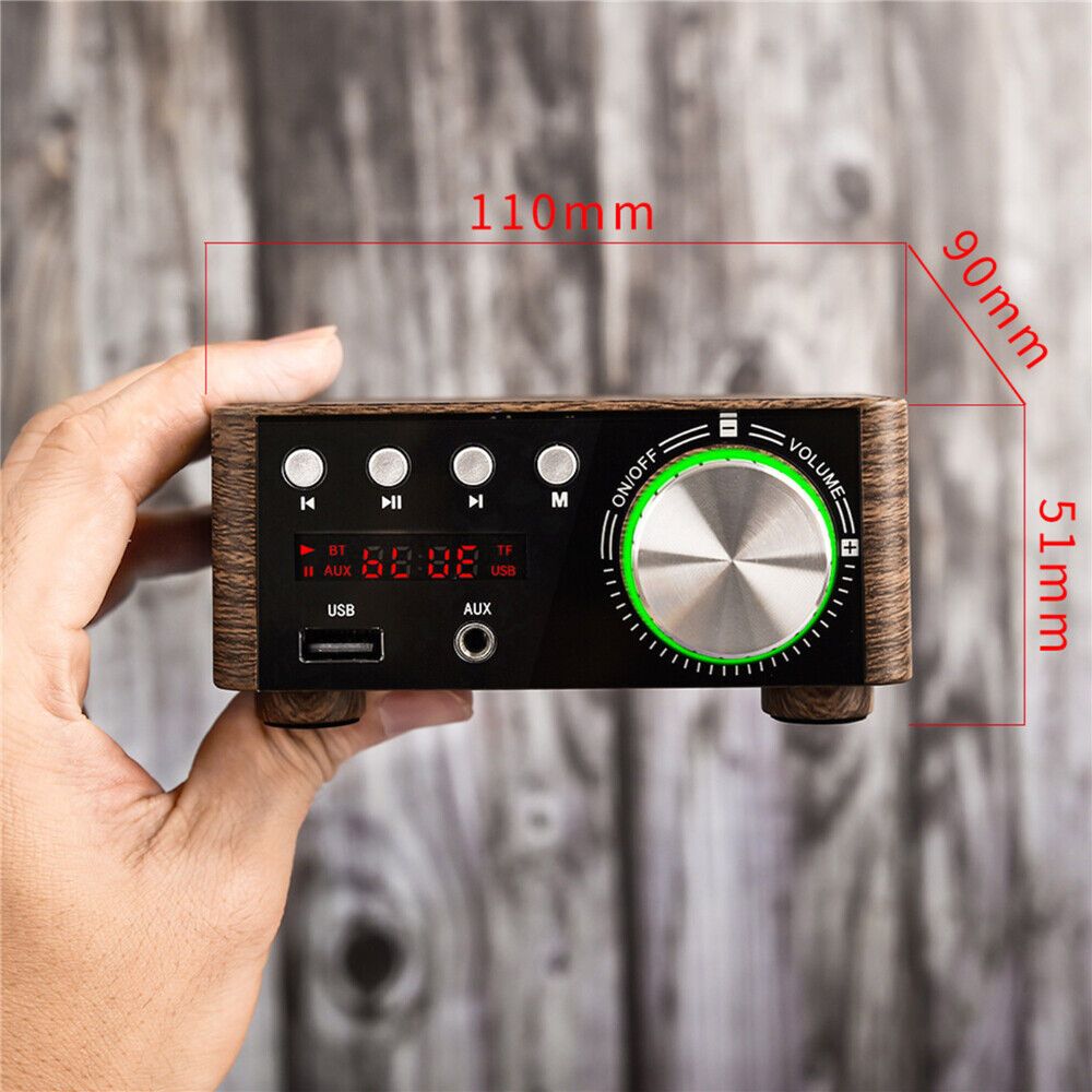 Powerful Mini 100W Bluetooth 5.0 Power Amplifier Fi 2.0-Wood Grain
