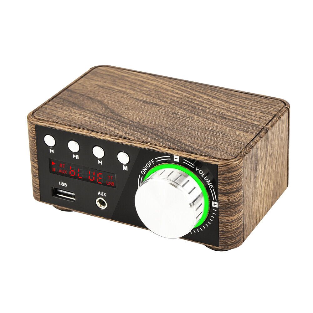 Powerful Mini 100W Bluetooth 5.0 Power Amplifier Fi 2.0-Wood Grain