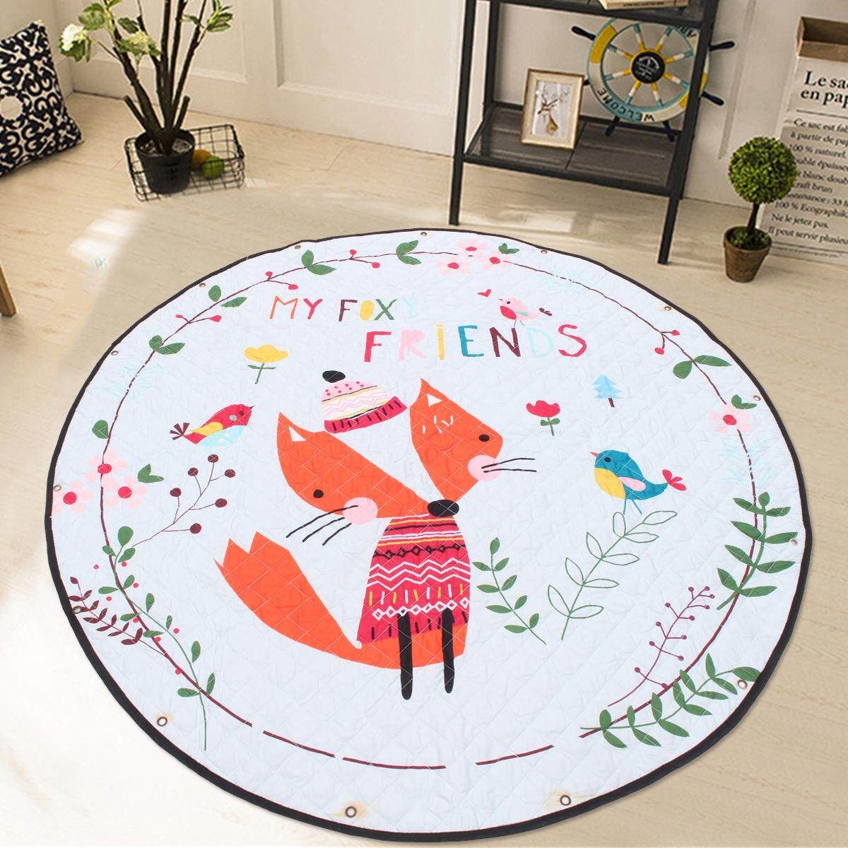59'' Cotton Baby Kids Gym Play Mat Activity Crawling Blanket Toys Storage Bag