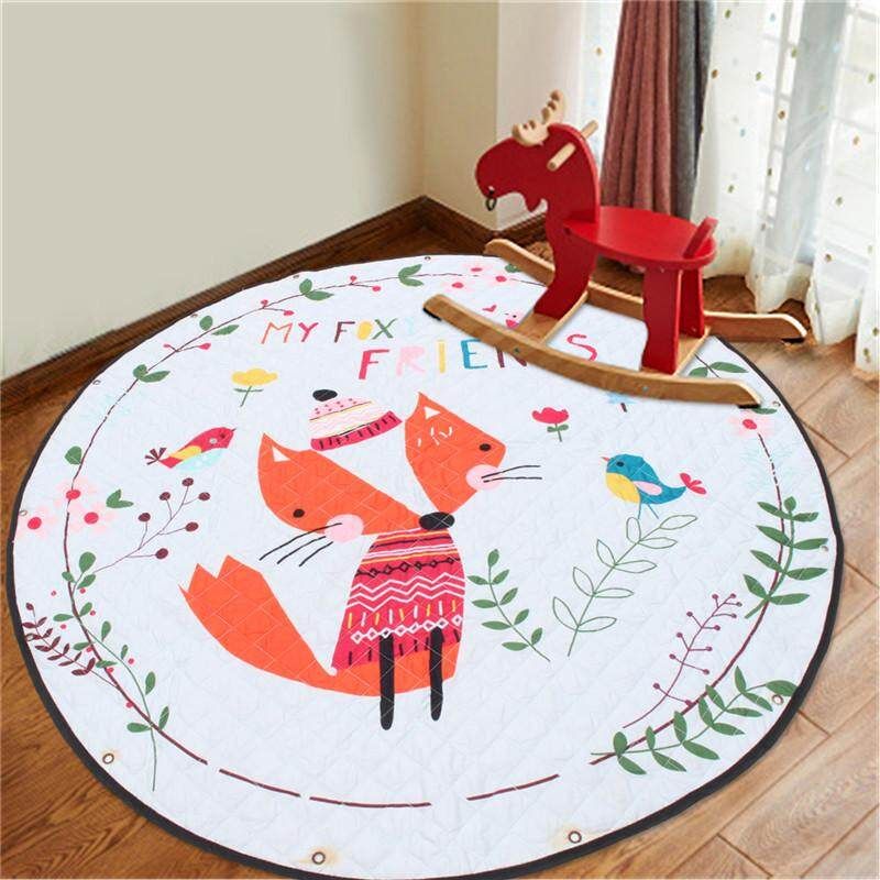 59'' Cotton Baby Kids Gym Play Mat Activity Crawling Blanket Toys Storage Bag