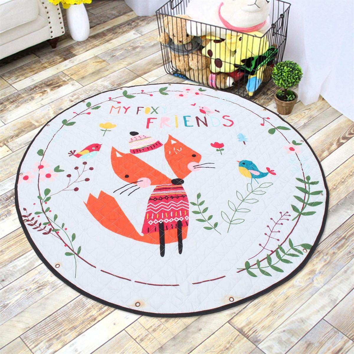 59'' Cotton Baby Kids Gym Play Mat Activity Crawling Blanket Toys Storage Bag