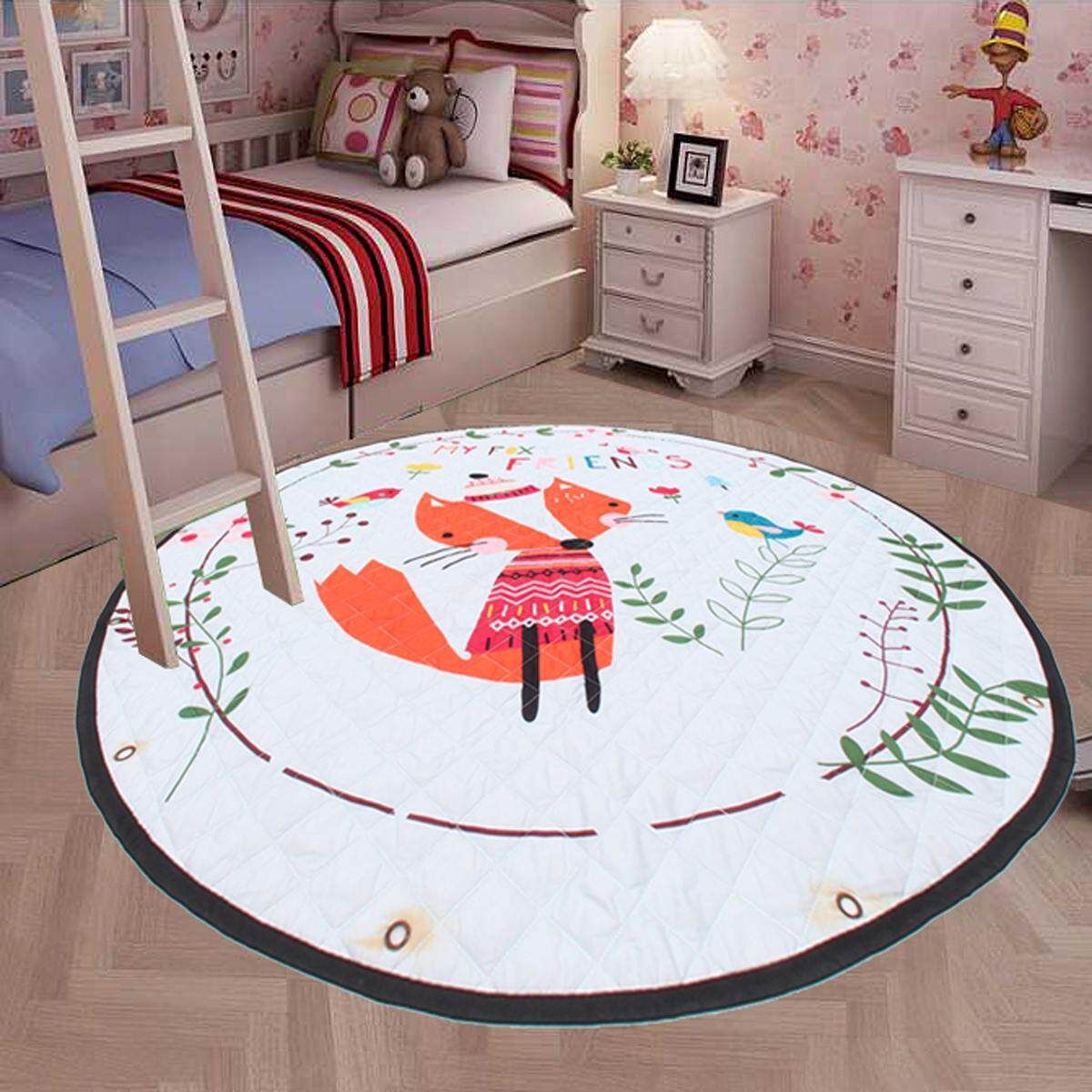 59'' Cotton Baby Kids Gym Play Mat Activity Crawling Blanket Toys Storage Bag