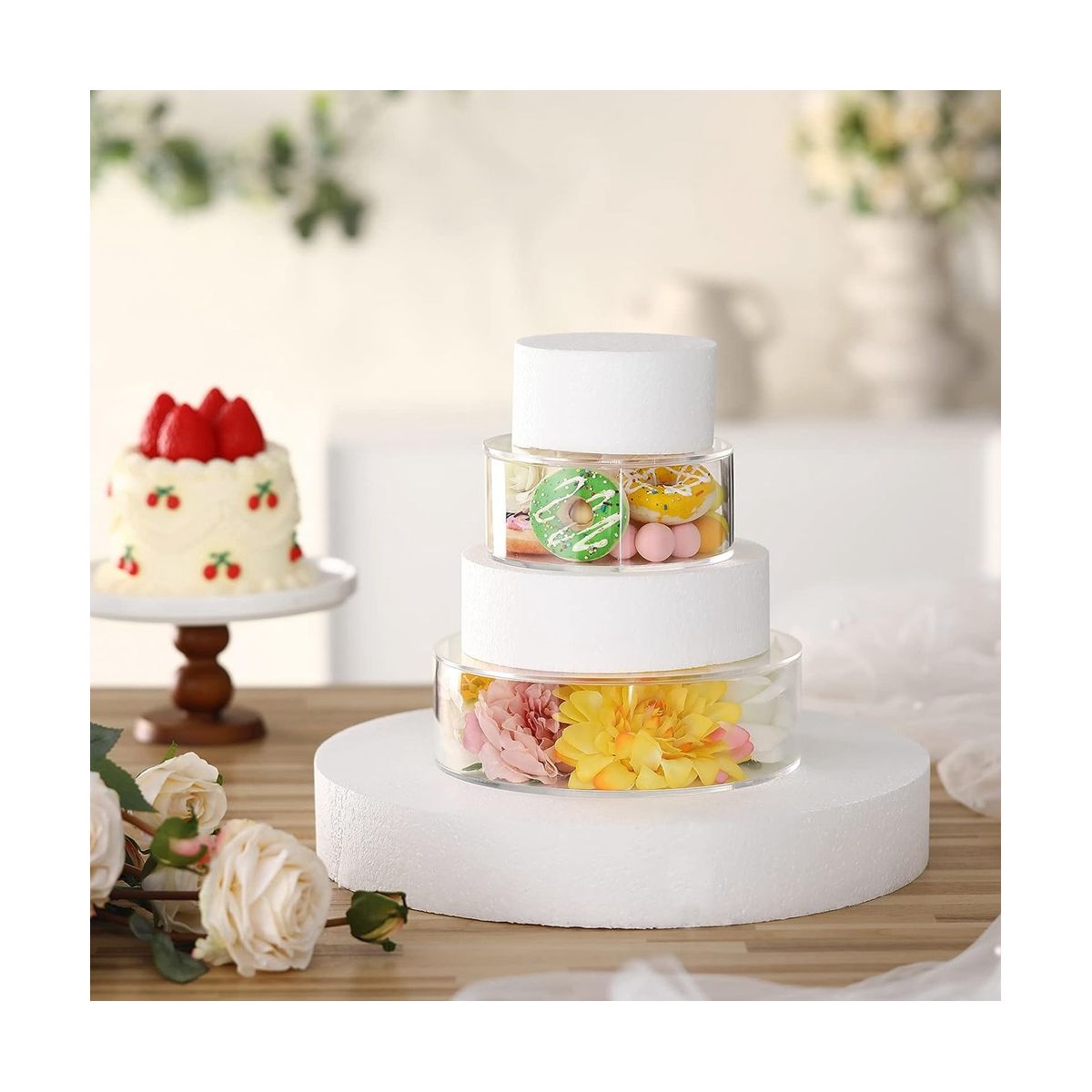 Acrylic Cake Display Board Round Cake Display Tray Round 15X15X5CM