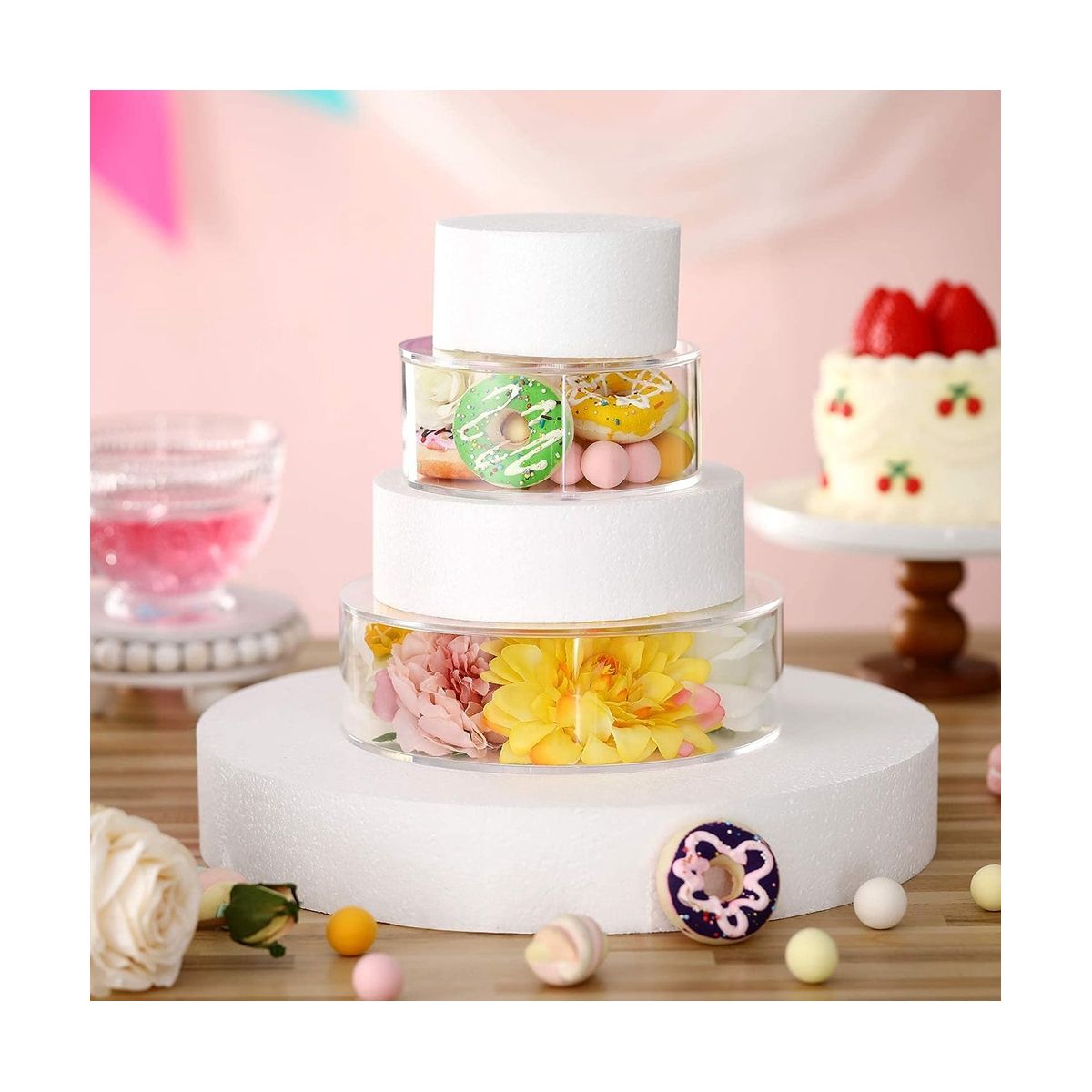 Acrylic Cake Display Board Round Cake Display Tray Round 15X15X5CM