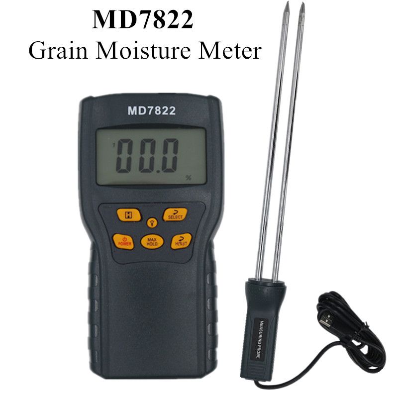MD7822 Grain Moisture Meter LCD Display Humidity Tester Contains Wheat Corn Rice Moisture Water Damp Detector Tester 40% Off