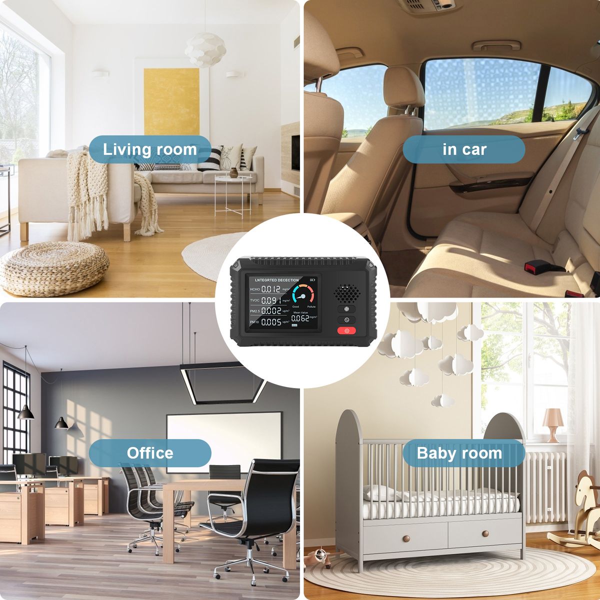 Air Quality Monitor Formaldehyde Detector TVOC PM2.5/PM10