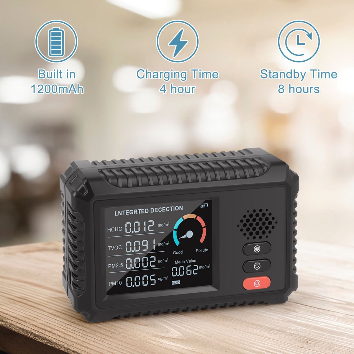 Air Quality Monitor Formaldehyde Detector TVOC PM2.5/PM10