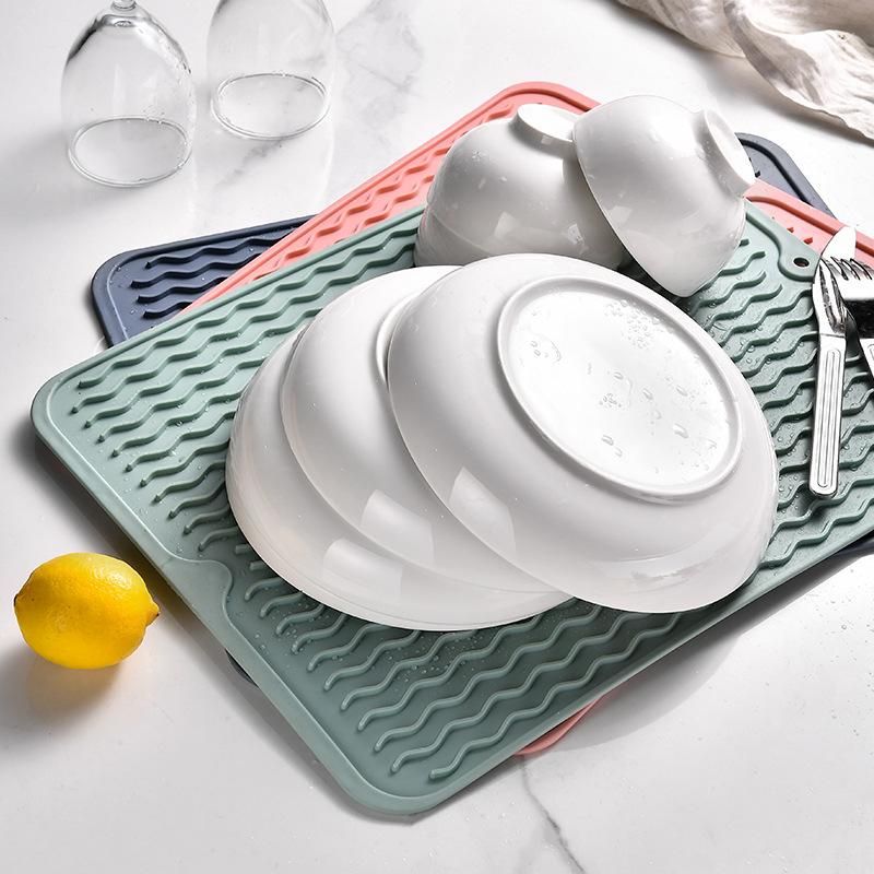 TPR insulation pad table mat non-slip mat desktop heat-proof waterproof non-slip rubber mat drain pad tableware filter pad green