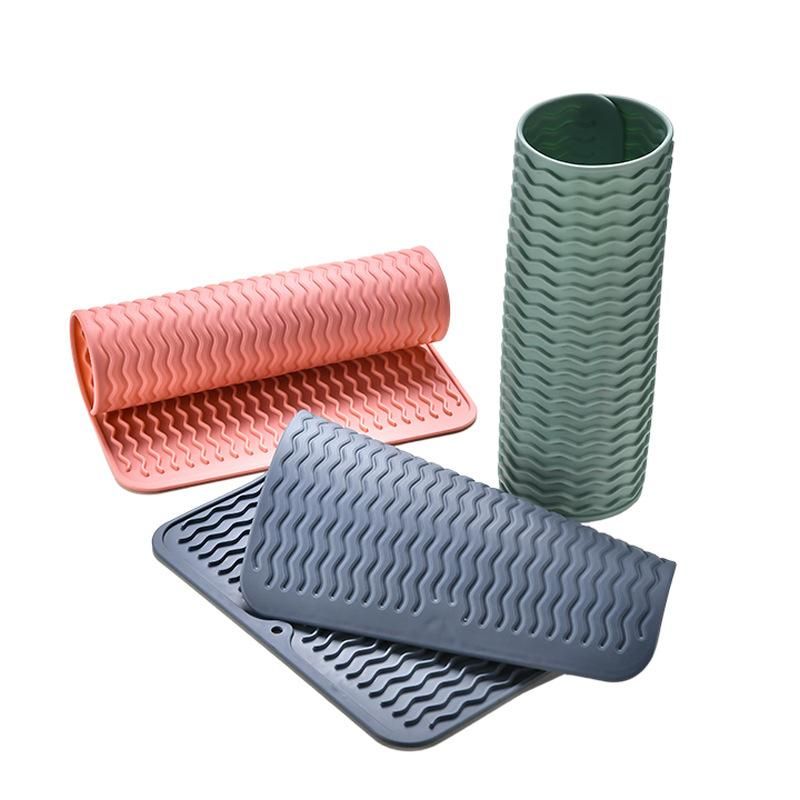 TPR insulation pad table mat non-slip mat desktop heat-proof waterproof non-slip rubber mat drain pad tableware filter pad green