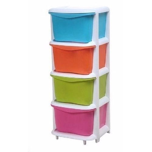 Baby Plastic Storage Cabinet Multicolour 4 Tier