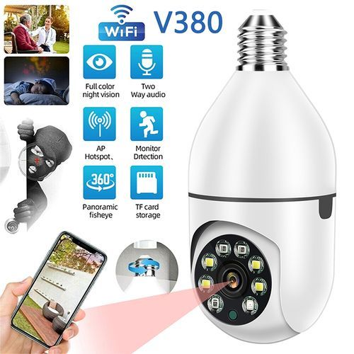 Wireless 360 Rotate Auto Tracking Panoramic Camera Bulb Wifi