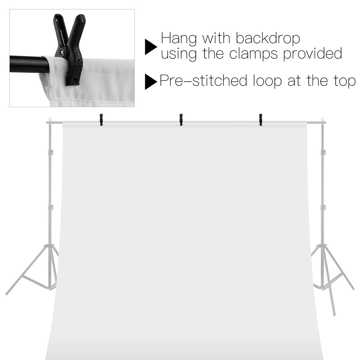 Andoer 2 * 3 meters/ 7 * 10 feet Photography Background Screen Portrait Photography Backdrops Photo Studio Props Durable Washable Polyester-cotton Material with 3 Backdrop Clamps