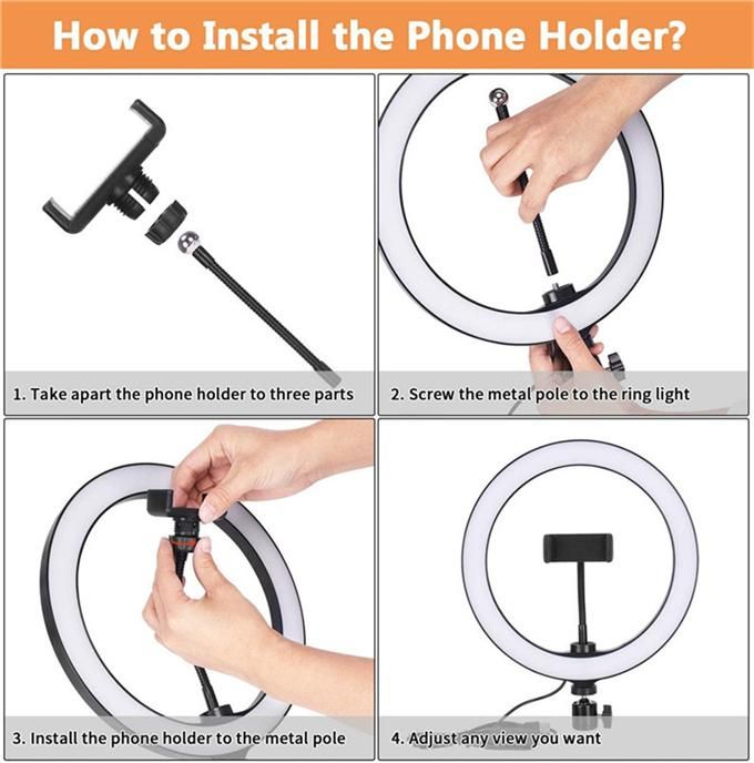 26cm Photo Ring Light LED Selfie Ring Light Phone Remote Control Light Photography Lighting with Tripod Stand Youtube Video
