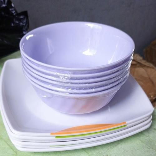 Big 12 Pieces Unbreakable Ceramic Round And Flat Plates