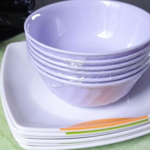 Big 12 Pieces Unbreakable Ceramic Round And Flat Plates