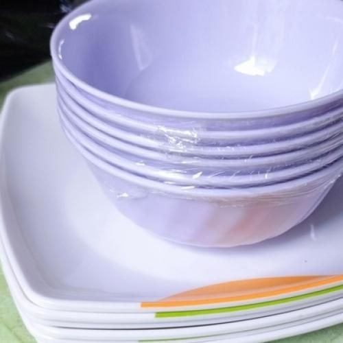 Big 12 Pieces Unbreakable Ceramic Round And Flat Plates