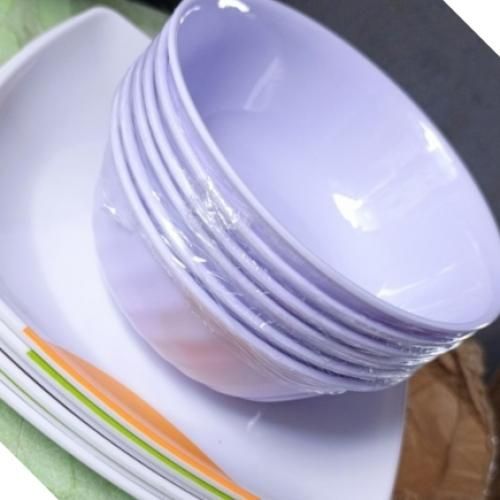 Big 12 Pieces Unbreakable Ceramic Round And Flat Plates