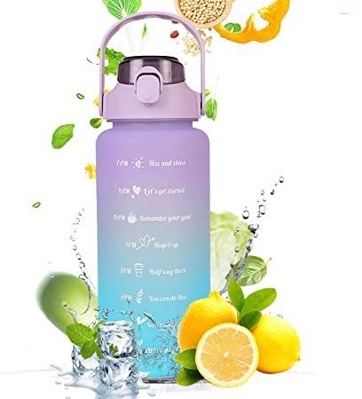 2L Large Capacity Time Marked  Water Bottle Straw Cup High Temperature