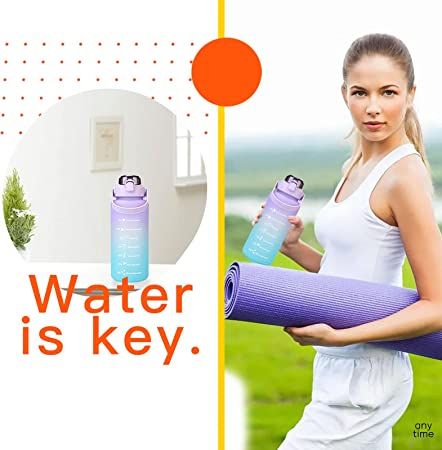 2L Large Capacity Time Marked  Water Bottle Straw Cup High Temperature