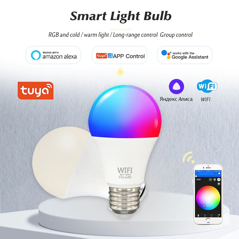 15W Tuya WIFI Light Bulb Smart Led Lamp App Voice Control