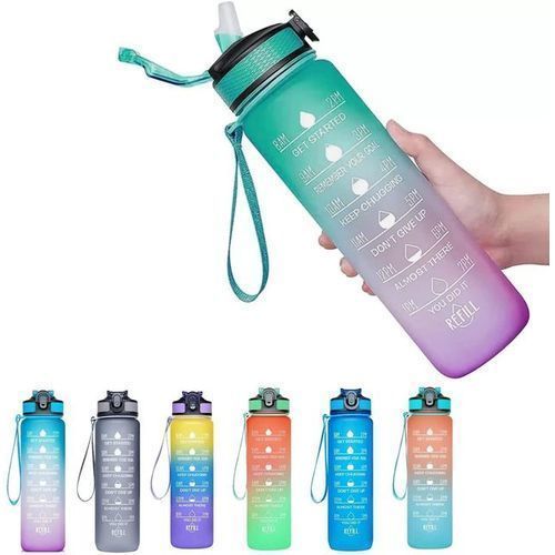 1 Liter Water Bottle Daily Time Scale Marked Gradient Color Water Bottle 100L