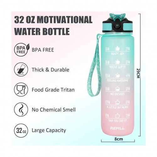 1 Liter Water Bottle Daily Time Scale Marked Gradient Color Water Bottle 100L
