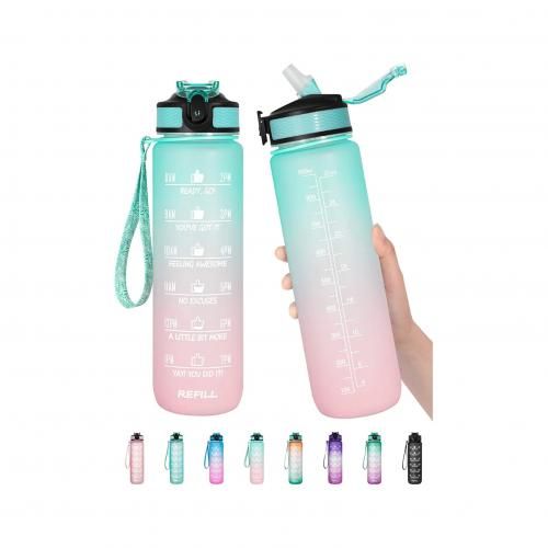 1 Liter Water Bottle Daily Time Scale Marked Gradient Color Water Bottle 100L