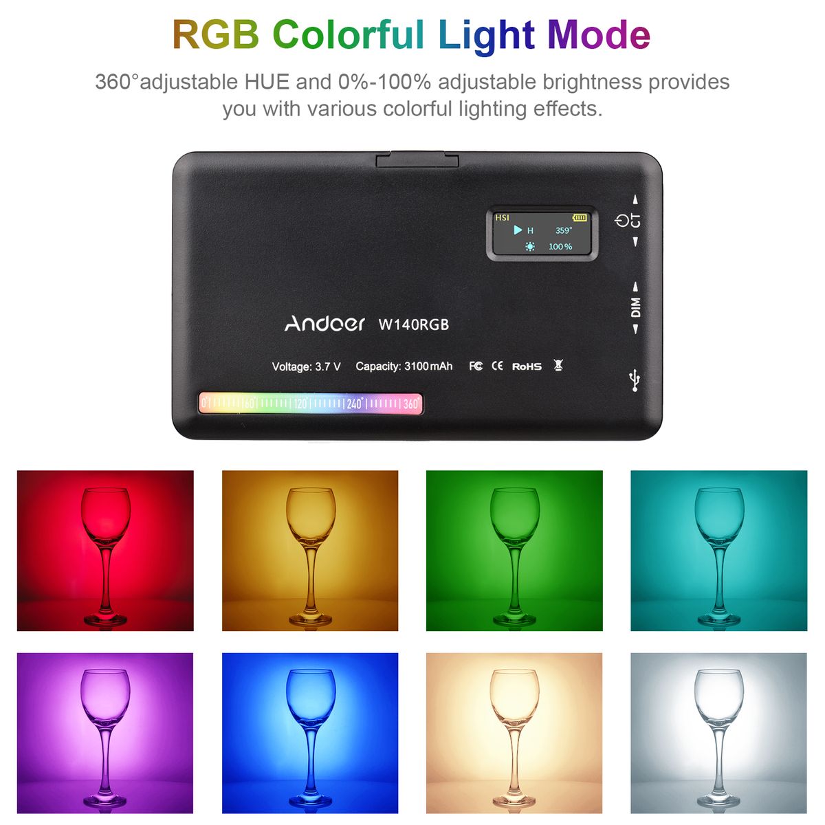 W140RGB LED Video Light Kit Pocket Video Conference Lighting