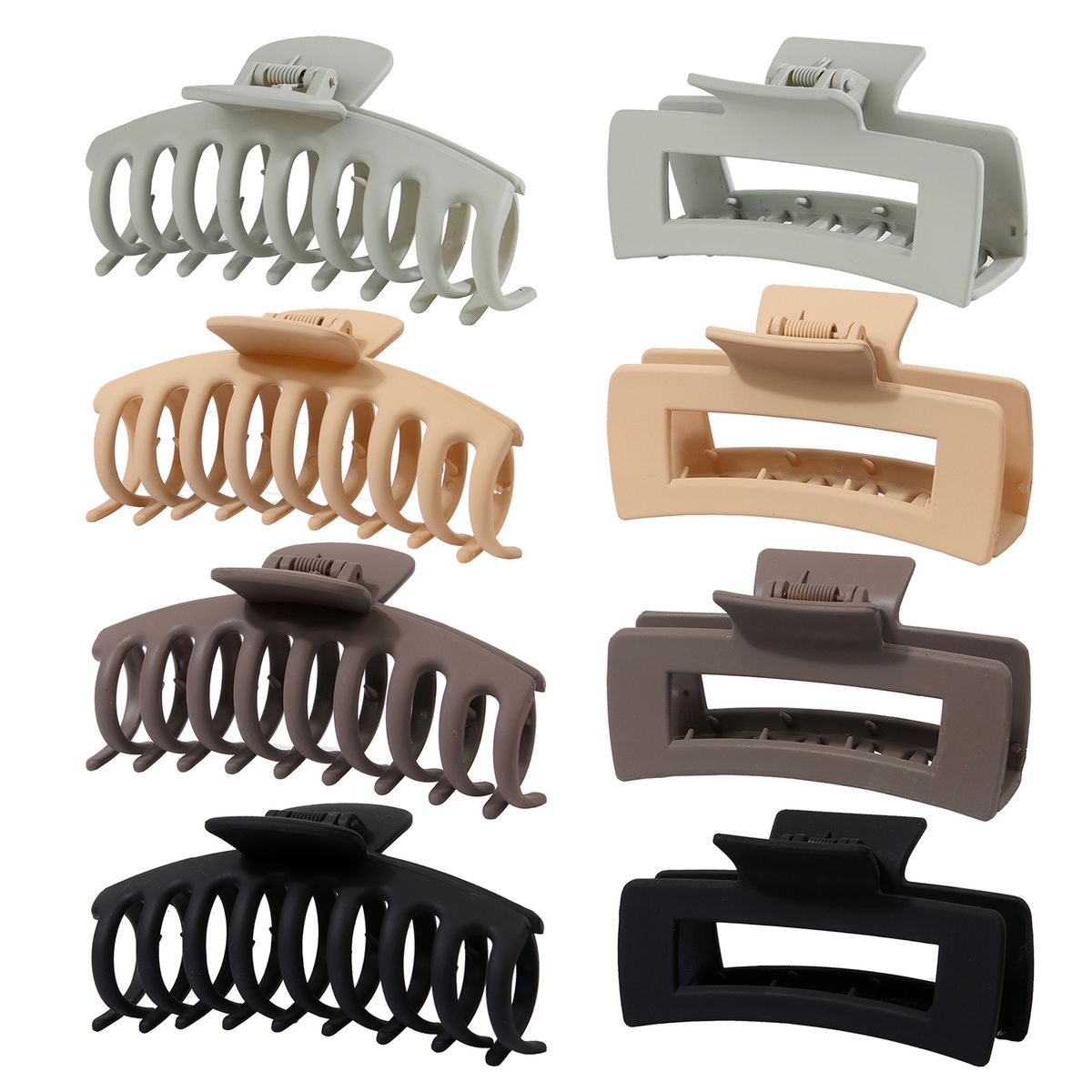 8Pcs Plastic Matte Hair Claws Hair Clips Combination Set - E