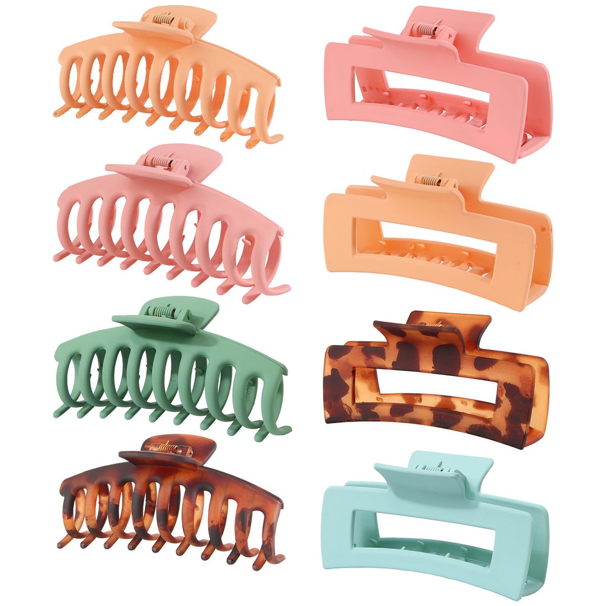 8Pcs Plastic Matte Hair Claws Hair Clips Combination Set - H