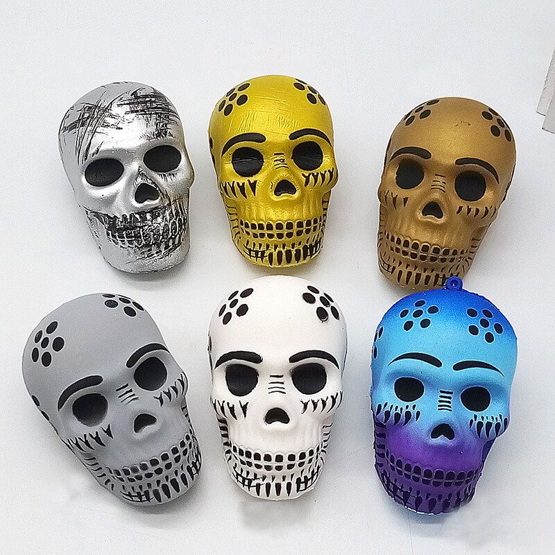 Funny Skull Scented Charm Slow Rising Children Interesting Anti-Stress Toys Squeeze Toys Decompression Toys Chirstmas Gift Retro Gold Skull {9cm * 5.5cm * 6cm}