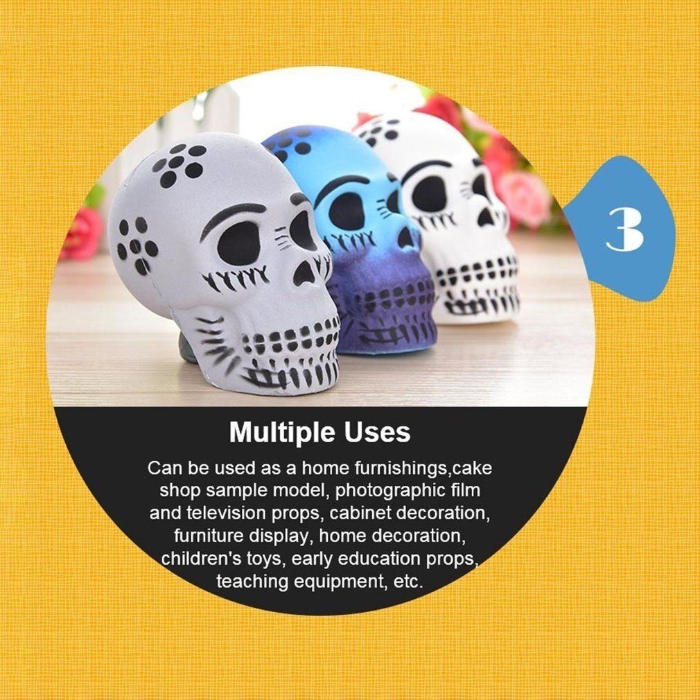Funny Skull Scented Charm Slow Rising Children Interesting Anti-Stress Toys Squeeze Toys Decompression Toys Chirstmas Gift Retro Gold Skull {9cm * 5.5cm * 6cm}